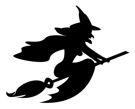 Halloween witch on a broomstick PNG image.