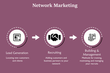 Network marketing with icons in an infographic template