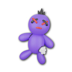 Doll elements for Halloween. Emotional Smile Balloons with scary, evil on their faces. Realistic 3d design gift box. Traditional element of decor for holiday.