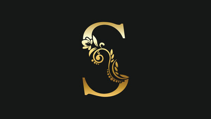 Obraz na płótnie Canvas Luxury letter S golden name initial modern logo design concept for a brand or company