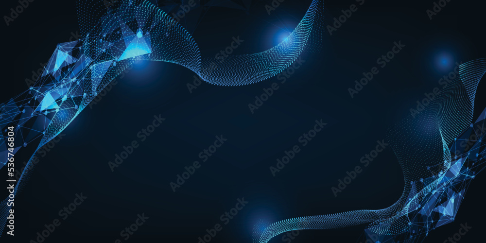 Aufkleber vector illustration of futuristic wireframe and dot and triangle connecting network in wave shape an