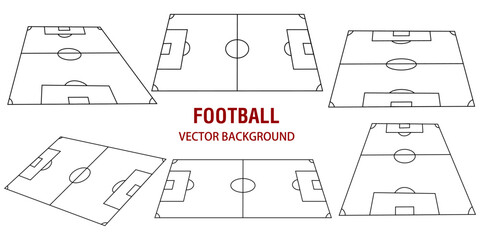 set Soccer field in line style. Set Football field, Football field on white background