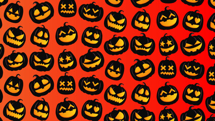 Art illustration design concept colorful icon symbol logo of kawaii background pattern pumpkin with face expression