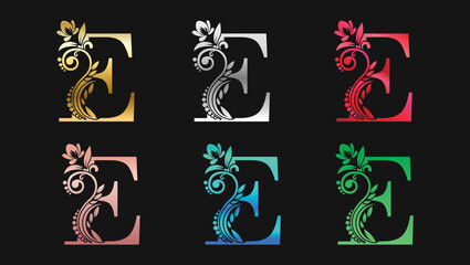 Decorative Letter E In Metallic Colors
