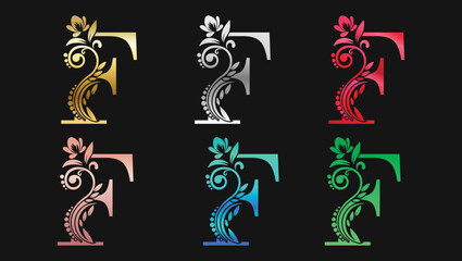 Decorative Letter F In Metallic Colors