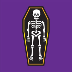 Art illustration background seamless design concept colorful icon symbol logo of skull casket