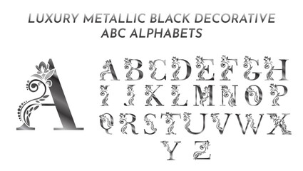 Luxury decorative metallic black letters abc alphabets monogram logo design templates