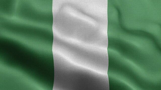 Flag Of Nigeria - Nigeria Flag High Detail - National flag Nigeria wave Pattern loopable Elements - Fabric texture and endless loop - Highly Detailed Flag - The flag of fluttering in the wind - Flag