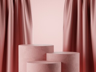 Empty 3D display product minimal scene with geometric podium platform.Cosmetics or beauty product promotion mockup. 3D render illustration.