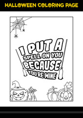 Halloween Quotes Coloring page. Halloween coloring page for kids.