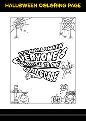 Halloween Quotes Coloring page. Halloween coloring page for kids.