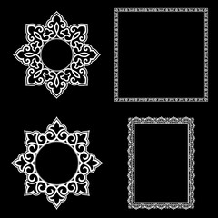 Set of decorative frames Elegant vector element for design in Eastern style, place for text. Floral black and white borders. Lace illustration for invitations and greeting cards.