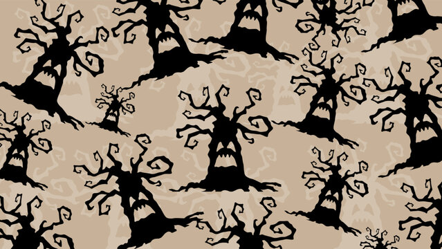 Art illustration background seamless design concept colorful icon symbol logo of scare tree 