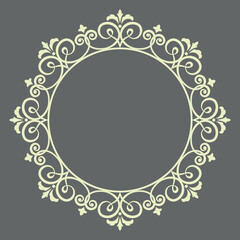 Decorative frame Elegant vector element for design in Eastern style, place for text. Floral gray border. Lace illustration for invitations and greeting cards