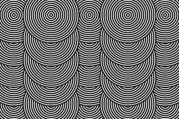 The black and white circle pattern of lines abstract background. Vector Illustration. 