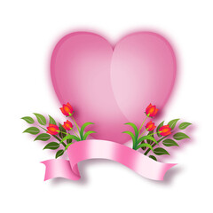 Heart Shaped Floral  With Decoration For Wedding Card Element, Background Transparent
