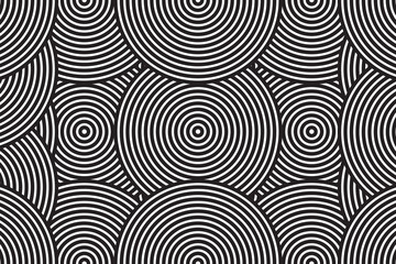 The black and white circle pattern of lines abstract background. Vector Illustration. 