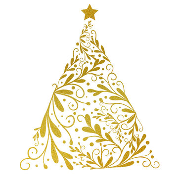 recommend clip art: Golden christmas tree.
