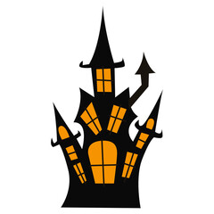 Fototapeta na wymiar Art illustration design concept colorful icon symbol logo of big black castle