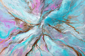 Beautiful light blue painting background. Liquid, fluid art pattern. Original simulation of depth...