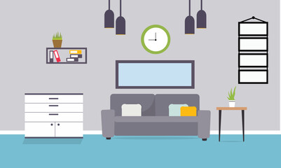 modern living room.vector ilostration of interior 