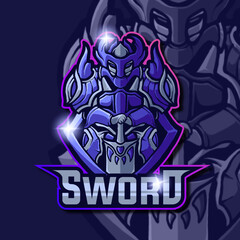 Fototapeta na wymiar sword knight mascot logo gaming