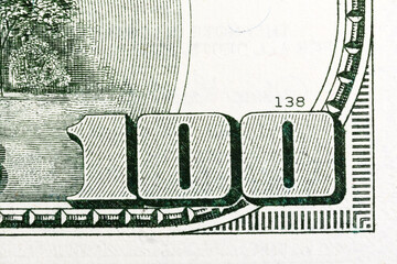 fragment of old 100 dollar bill