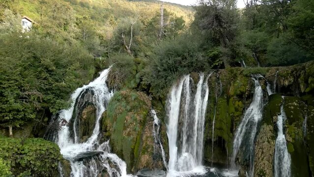 Waterfall in the mountains in Bosnia , Martin Brod drone
