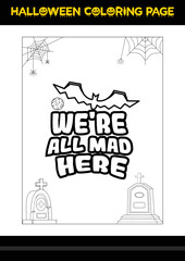 Fototapeta premium Halloween Quotes Coloring page. Halloween coloring page for kids.