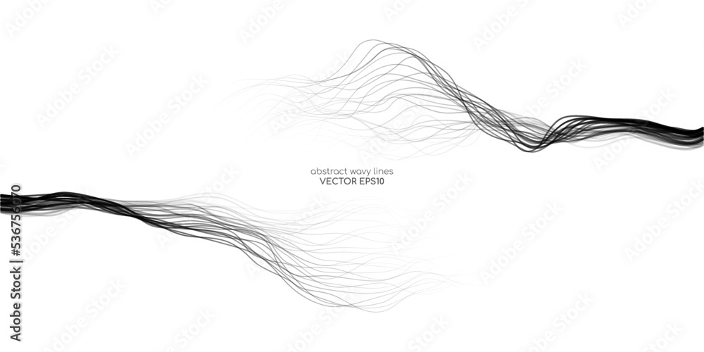 Poster Vector abstract wavy lines flowing dynamic isolated on white background for concept of AI technology, digital, communication, 5G, science, music