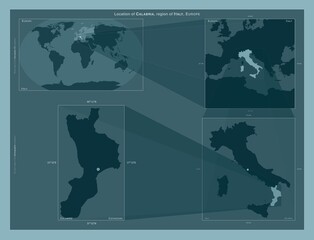 Calabria, Italy. Described location diagram
