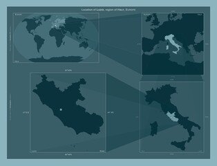 Lazio, Italy. Described location diagram