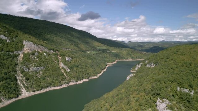 River Valley in Bosnia , Aerial Drone footage