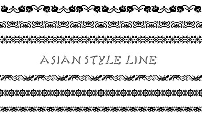 Obraz premium アジア調ライン04（黒）