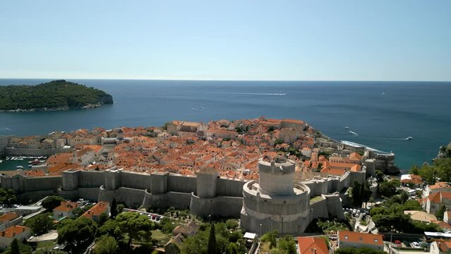 Dubrovnik cityscape in Summer from a drone, aerial footage
