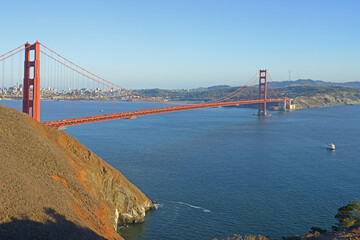 Fototapeta premium View of Golden Gate Bridge from Marin Headlands. San Francisco, California