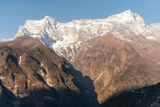 Perfect photo from the above, high mountains with a snow, Nepal.
