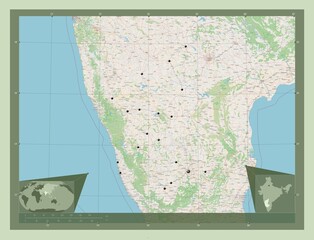 Karnataka, India. OSM. Major cities