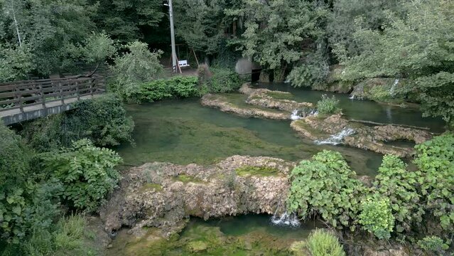 Waterfall in the mountains in Bosnia , Martin Brod drone
