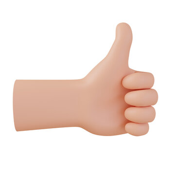 Hands gestures 3D cartoon, icon character hand, 3D render illustration