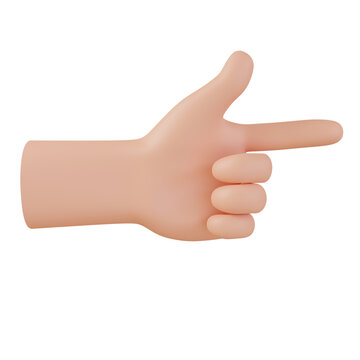 Hands gestures 3D cartoon, icon character hand, 3D render illustration