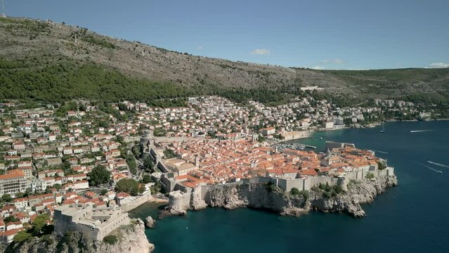 Dubrovnik cityscape in Summer from a drone, aerial footage