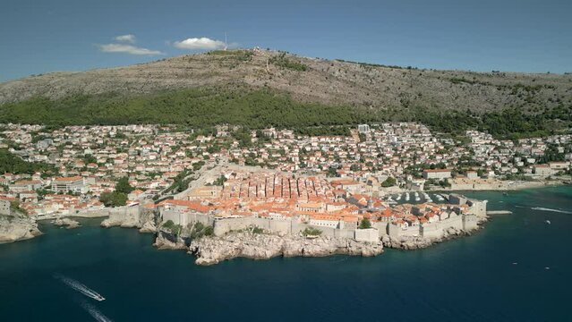 Dubrovnik cityscape in Summer from a drone, aerial footage