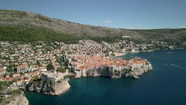 Dubrovnik cityscape in Summer from a drone, aerial footage