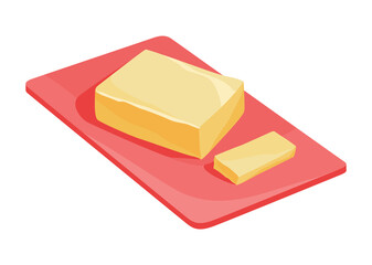 Butter, margarine or spread. Yellow brick of natural dairy product. Fat, calorie natural food for breakfast, eating and as ingredient for cooking