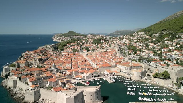 Dubrovnik cityscape in Summer from a drone, aerial footage