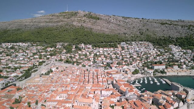 Dubrovnik cityscape in Summer from a drone, aerial footage
