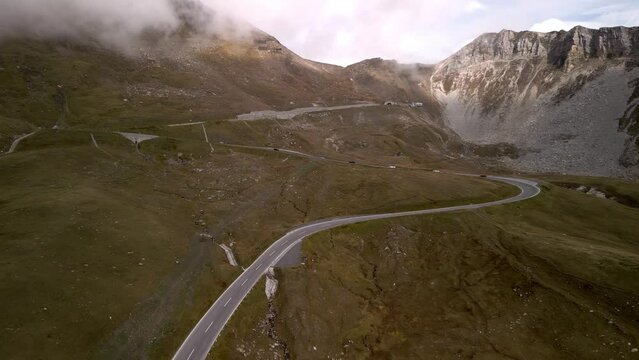 Spectacular road in the alps fom a drone. Gro&szlig;glockner, Austria