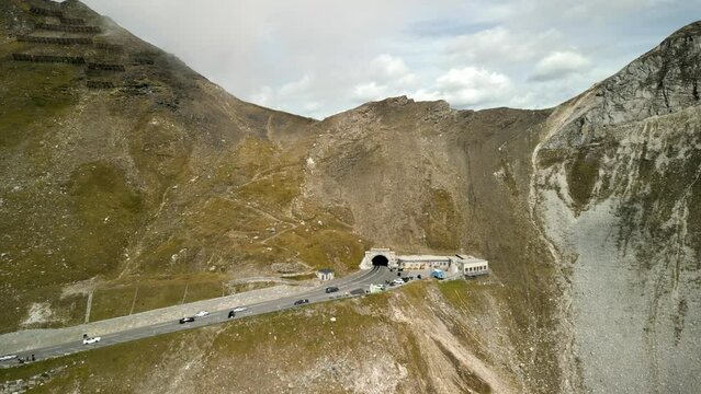 Tunnel in the Alps in Austria, Gro&szlig;glockner drone footage