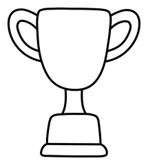 Sports cup line sketch. Hand drawn doodle outline icon. Black and white freehand fitness illustration